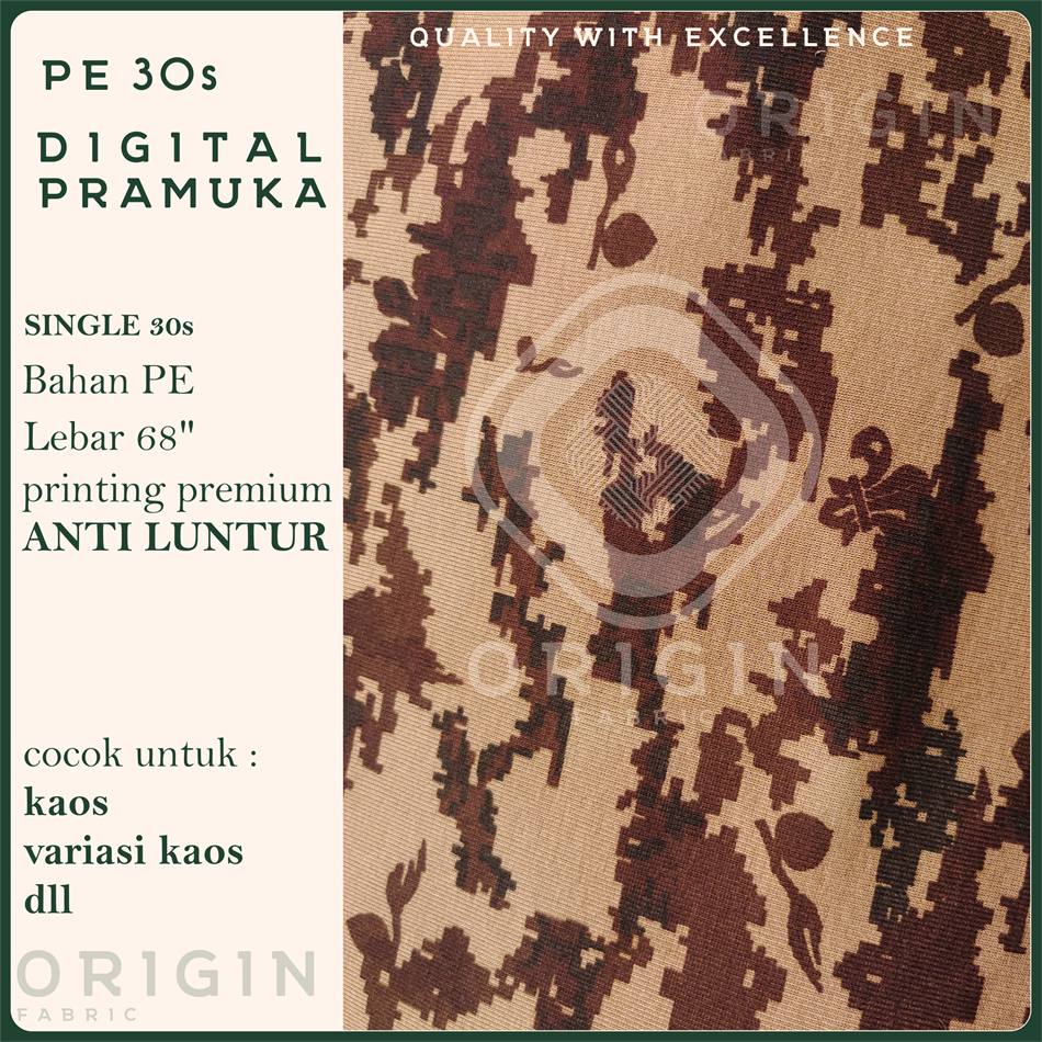 Bahan Kain Loreng Digital Pramuka PE single 30 30s