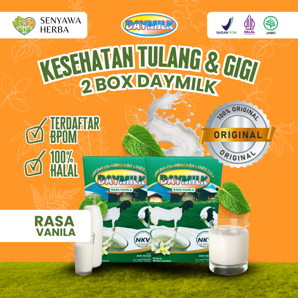 

PAKET 2 BOX SUSU DAYMILK VANILA – Susu Kambing Etawa 200gr, Sehatkan Tulang, Sendi, Lambung