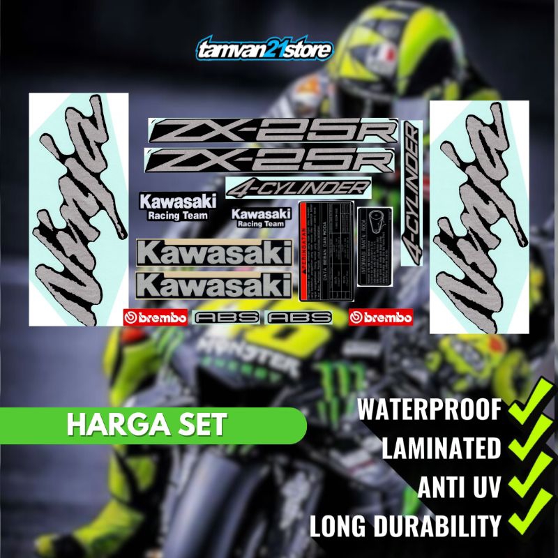 DECAL STRIPING STICKER FULL SET ZX25R ZX-25R HITAM SILVER
