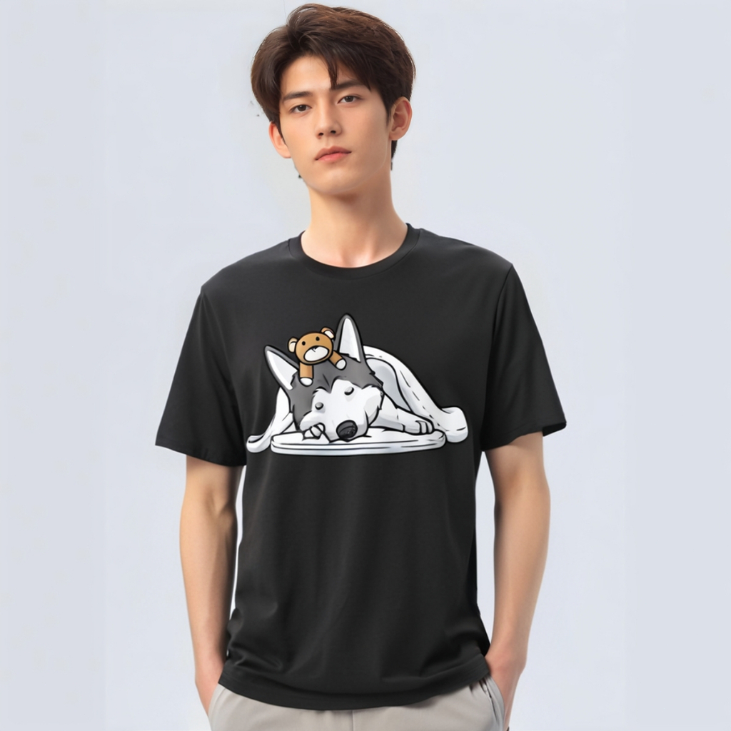 kaoswarna 丨 Kaos Tidur Resmi Anjing Husky Piyama Kaos Siberian Husky T-shirt