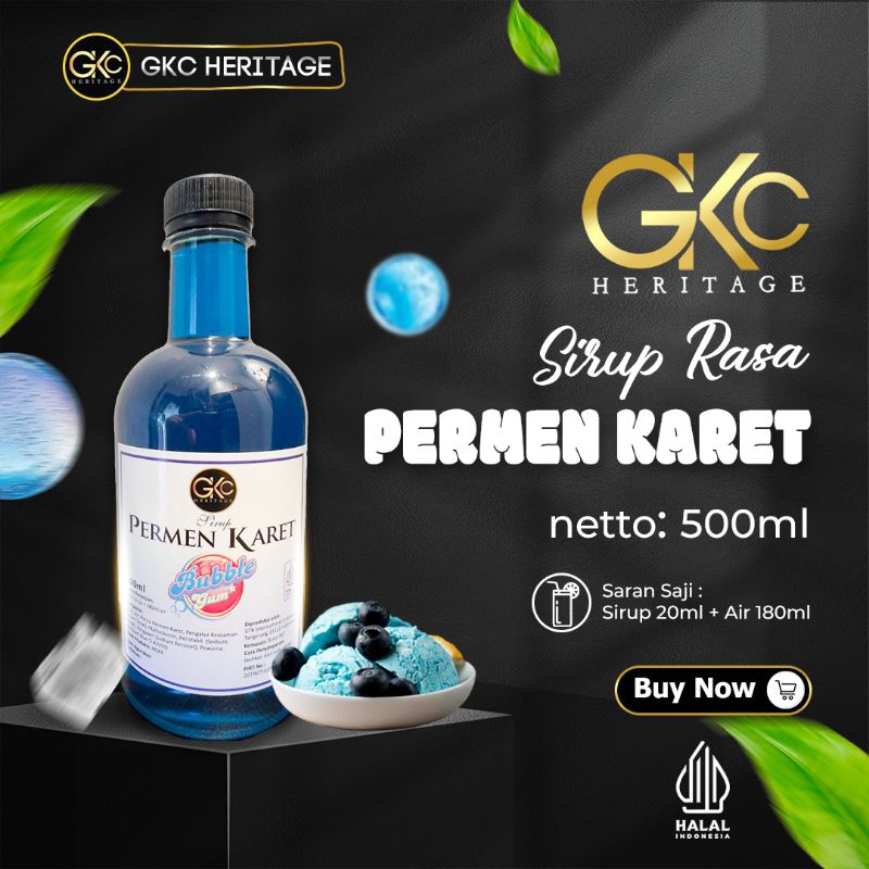

GKC Heritage Sirup Bali - Sirup Cair Konsentrat Minuman Permen Karet - HALAL - 500ml - Bubble Gum Syrup Botol