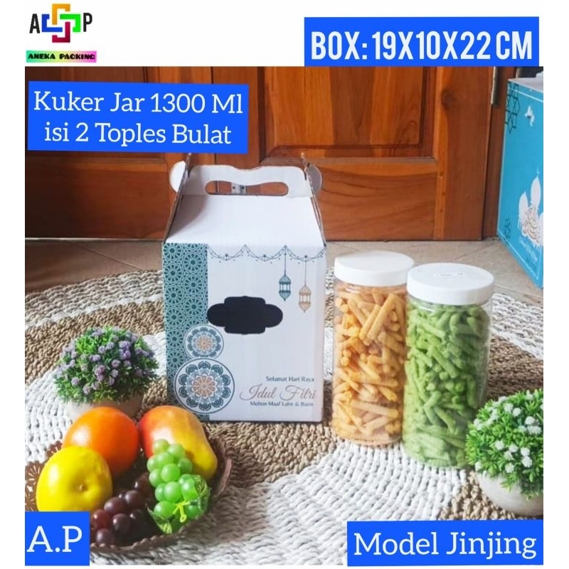 

Box Jinjing 19x10x22 cm( Kuker Toples JAR 1300 ml isi 2 Toples/Idulfitri/lebaran/hampers/kardus