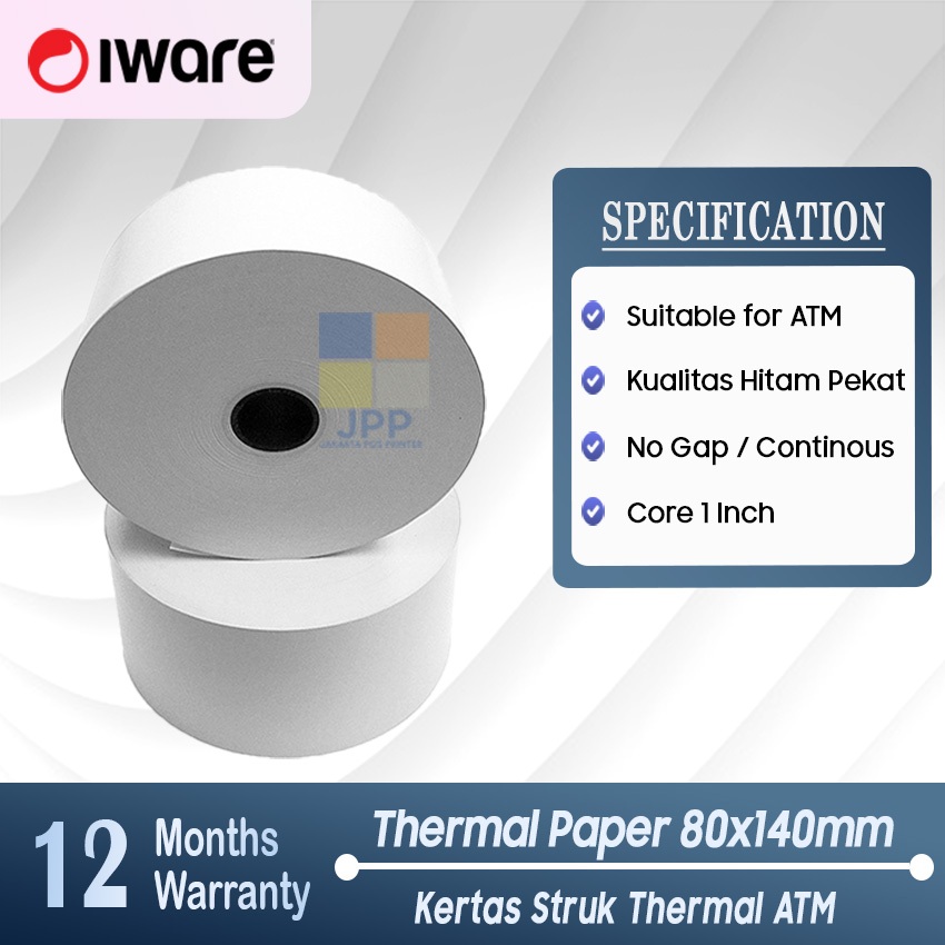 

Kertas Struk Thermal Iware 80 x 140 mm 80x140 ATM Tiket Parkir