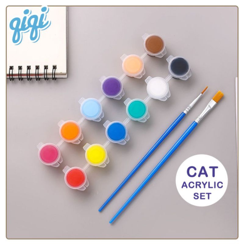 

Cat air / Cat akrilik / Cat lukis isi 6 set FREE kuas