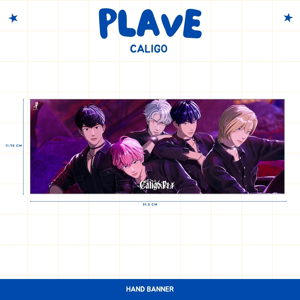 HAND BANNER PLAVE CALIGO HANDBANNER (HARGA 1 PCS + LAMINASI 2SISI) TANDA TANGAN TTD KPOP IDOL KOREA 
