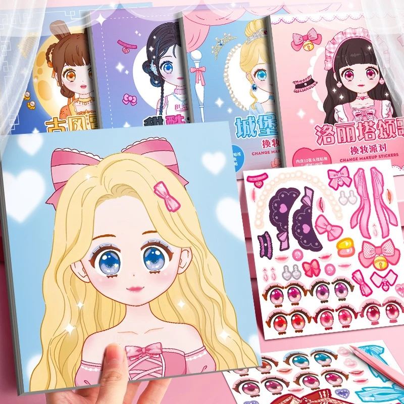 Buku Stiker Change Makeup Diy Princess Sticker Book Sticker Anak Diary BP Jadul Lucu Sticker Make Up