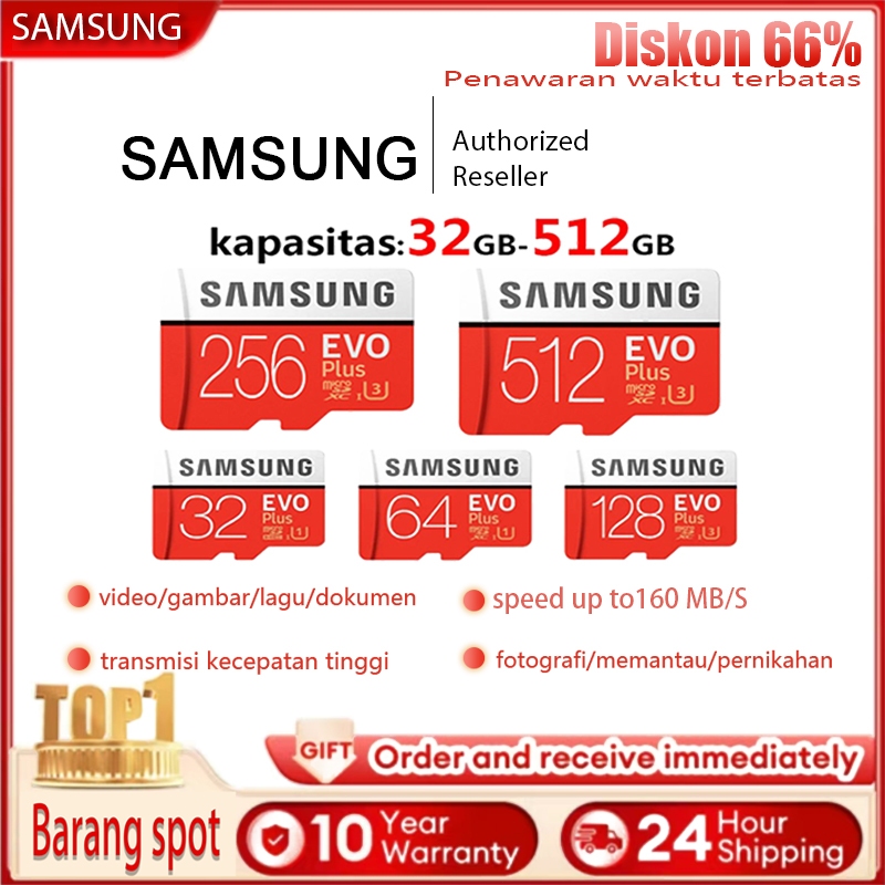 Samsung MicroSD Evo Plus V.2024 32GB/64GB/128GB/256GB / 512GB  Memory Card  Murah Memory Card Murah 