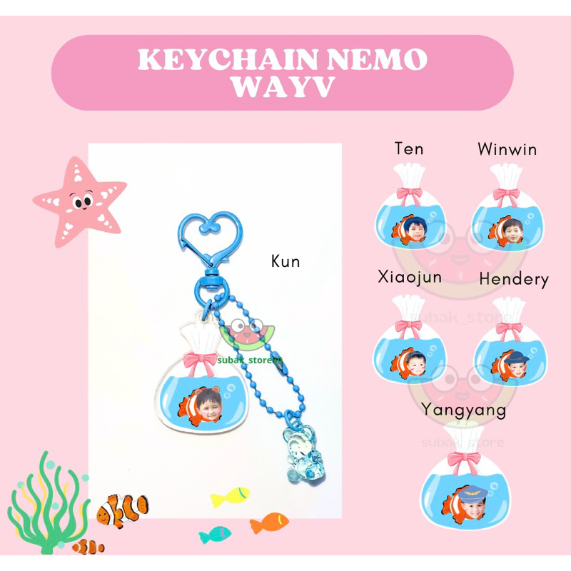 KEYCHAIN NEMO WAYV GANTUNGAN TAS HADIAH LUCU IKAN PRINTILAN KPOP KONSER KUN TEN WINWIN XIAOJUN HENDE
