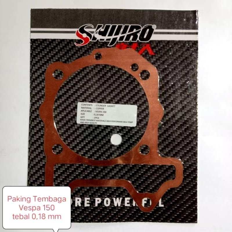 PAKING BLOK BAWAH VESPA MATIK 150CC,SONIC 150CC ,MX KING150  0,8 MM PRODUCT SHIJIRO RACING ORIGINAL