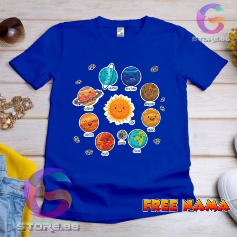 BAJU KAOS MOTIF PLANET TATA SURYA KAOS ANAK