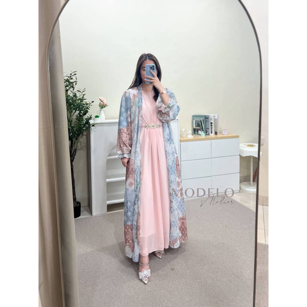 iu8 Brianna Kaftan Set Outer / Kaftan Dress Set Outer Ceruty Premium / Kaftan Etnik Lebaran