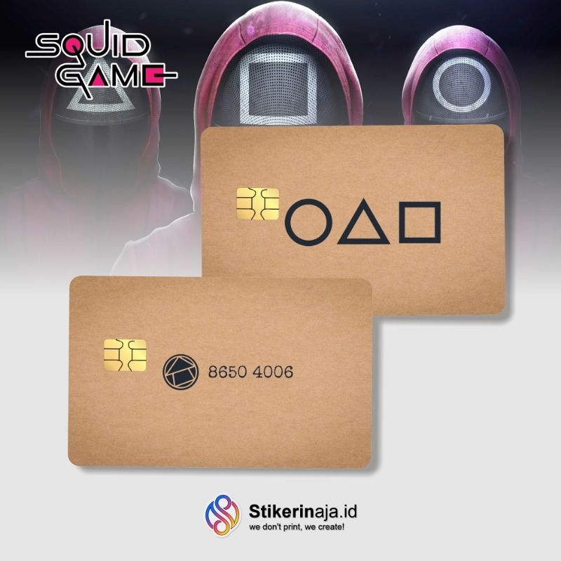 

Sticker pelindung kartu skin card ATM sim KTP E-MONEY stiker Motif Squid Game invitation