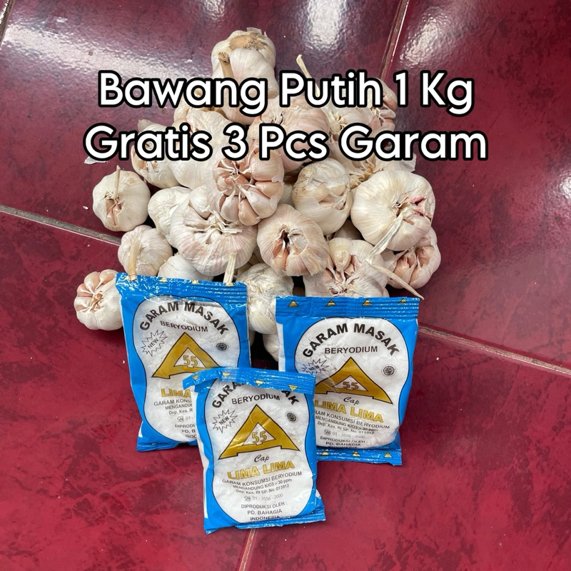 

bawang putih fresh 1 kg murah Bersih Gratis 3 pcs Garam