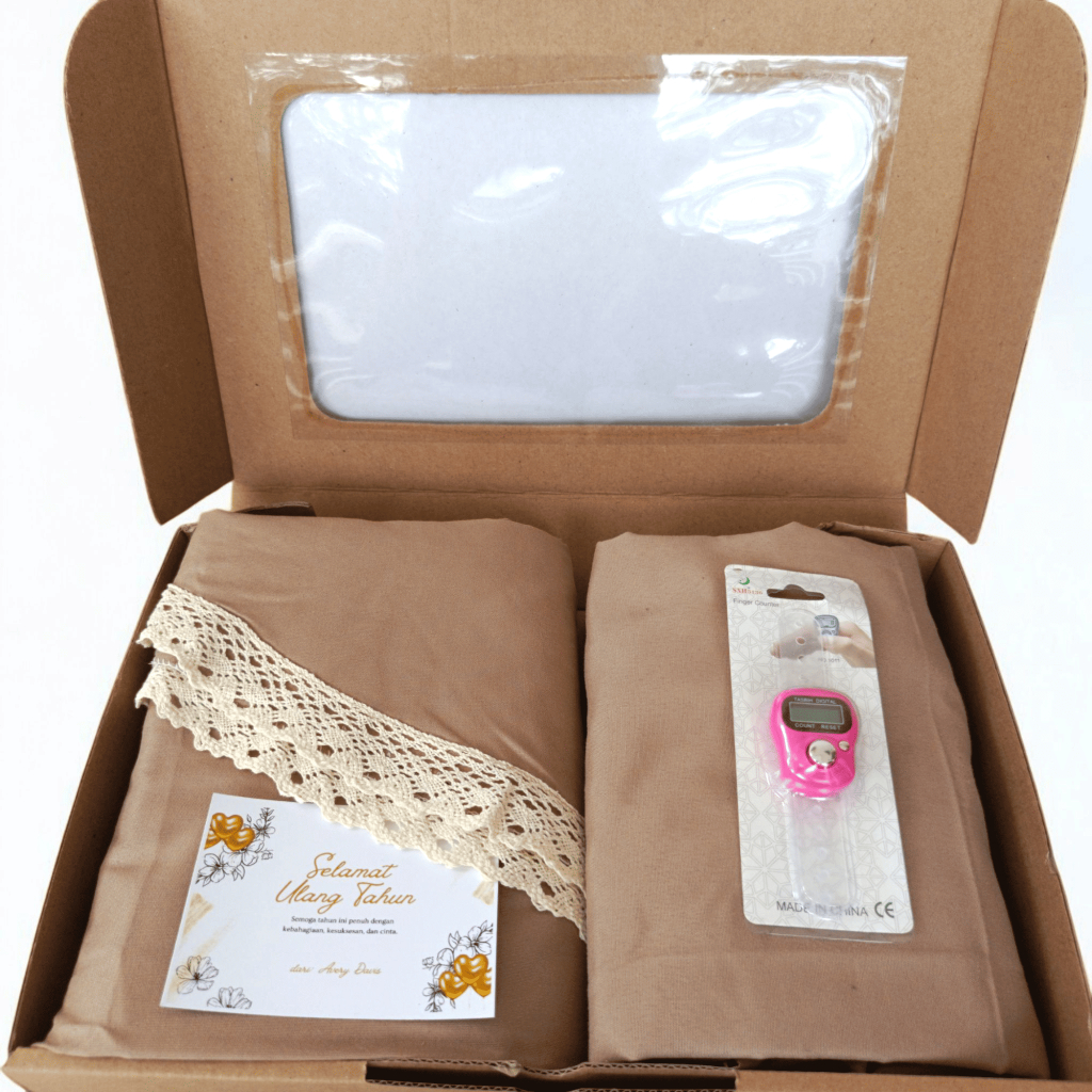 Hampers Mukena Traveling 2 in 1 Katun Rayon Micro Jumbo  Dewasa Lengkap /  gift box aesthetic transp