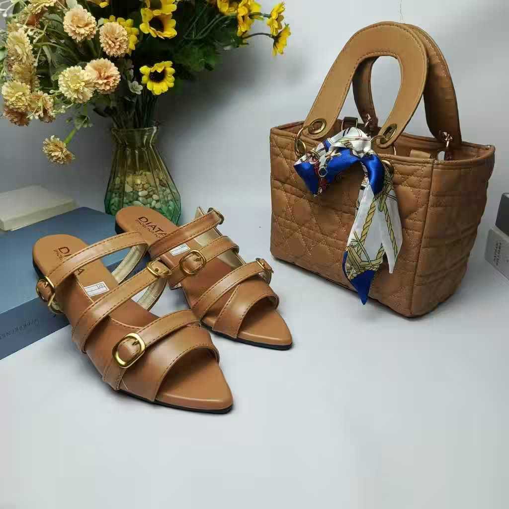 tas wanita dan sandal flat gladiator kekinian korea kondangan pesta