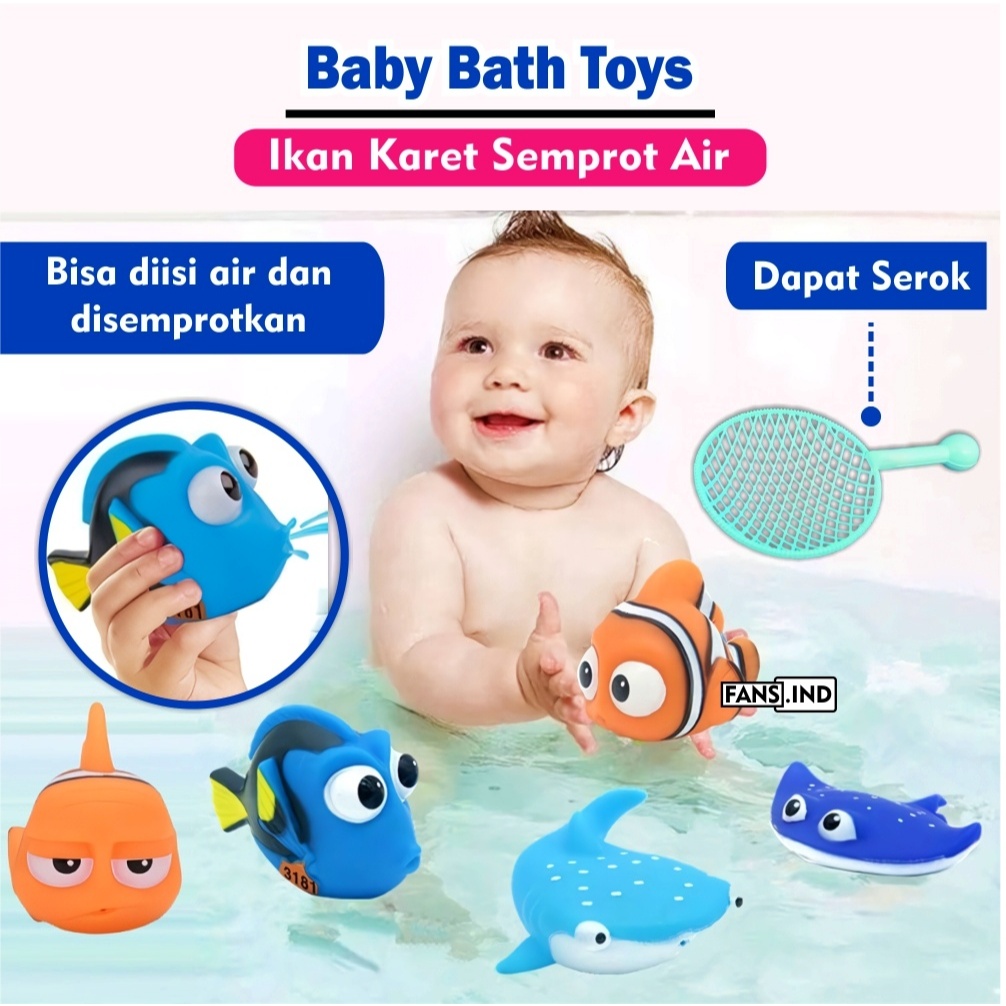 Mainan Mandi Anak Bayi Bentuk Ikan Karet Nemo Karet Semprot Air Berenang Di Kolam Renang Bak Mandi