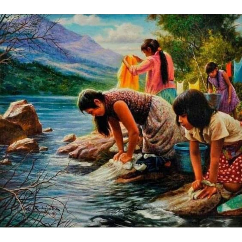 Poster cetak, pemandangan penduduk, hiasan dinding, pemandangan penduduk, bisa cod