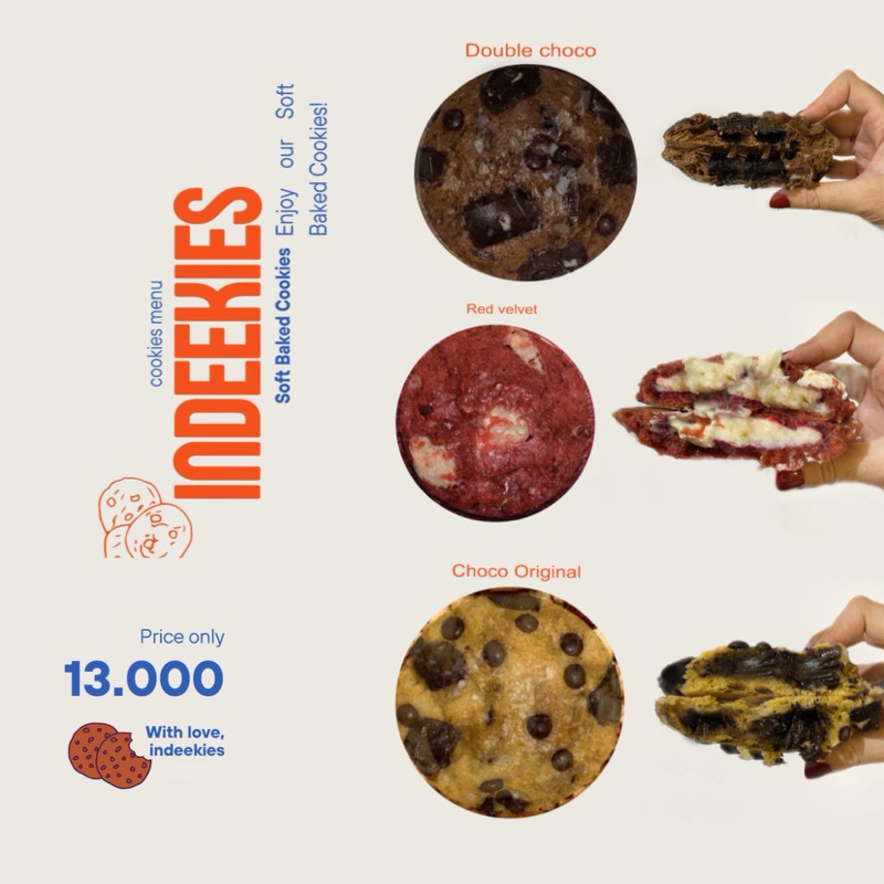 

Indeekies - Soft Baked Cookies Lembut Tebal Chewy Varian Rasa