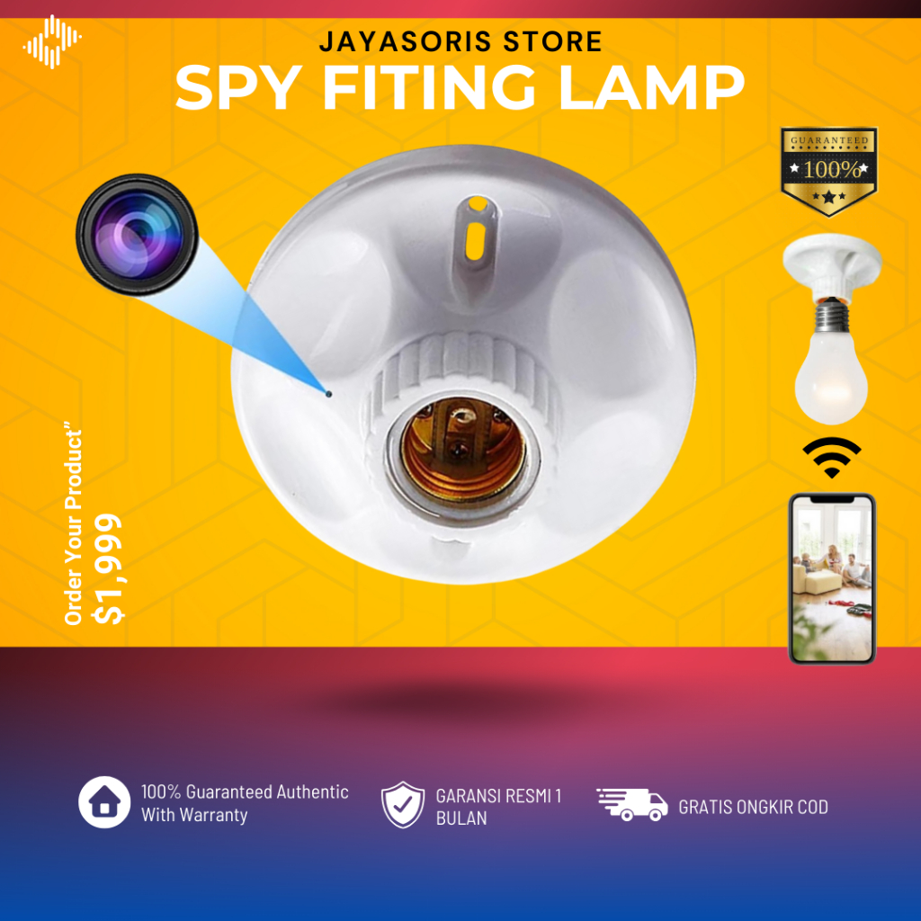 CCTV MINI TERSEMBUNYI TANPA KABEL FITTING LAMPU KONEK HP JARAK JAUH KAMERA MINI KECIL PENGINTAI SPY 