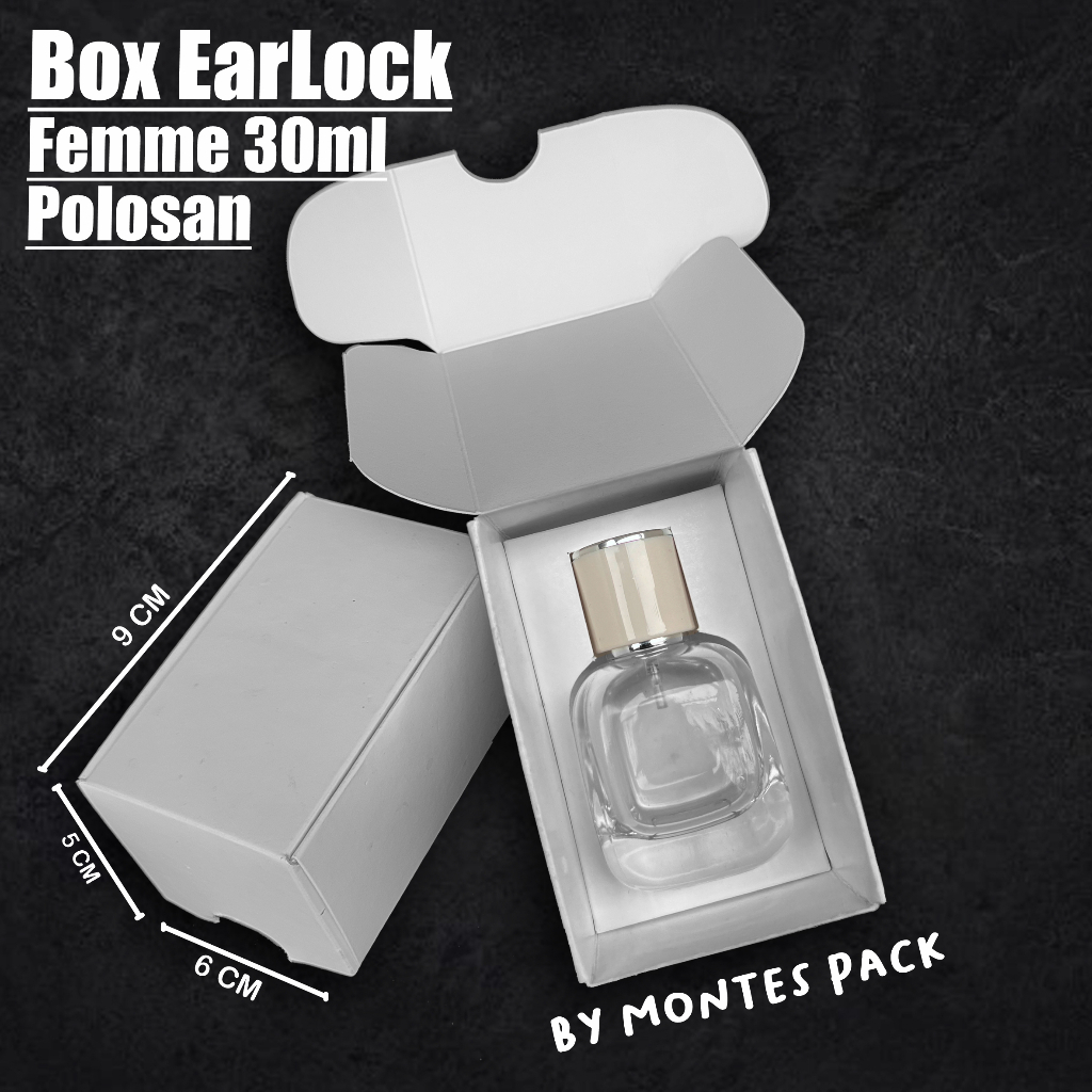 

BOX EARLOCK | untuk botol Femme 30ml | box parfum earlock Putih hitam