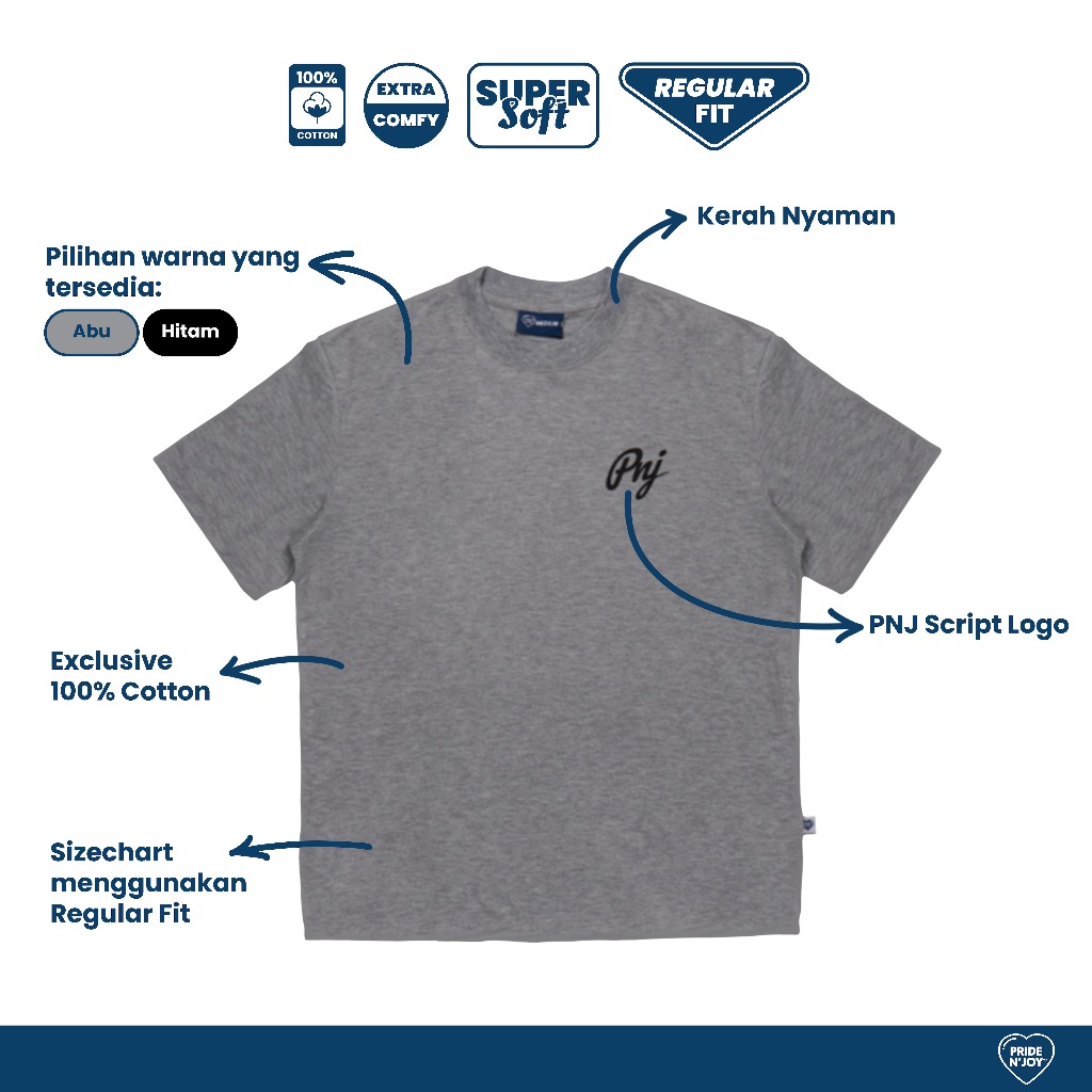 Pride N Joy - T-Shirt PNJ Skrip Box Cotton Combed Misty Gray