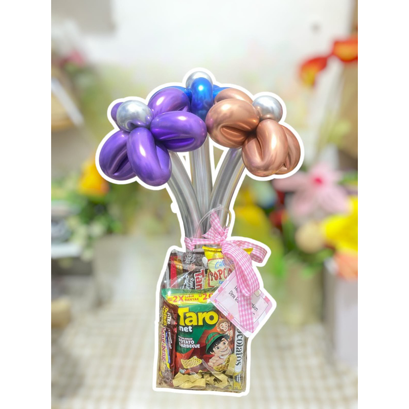 buket flowers balloon snack | Snack balon buket