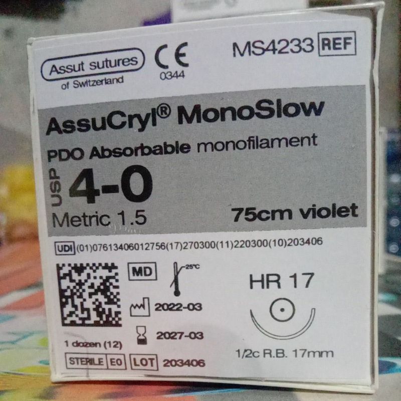 Assucryl MonoSlow 4 0 Taper HR 17 PDO Absorbable