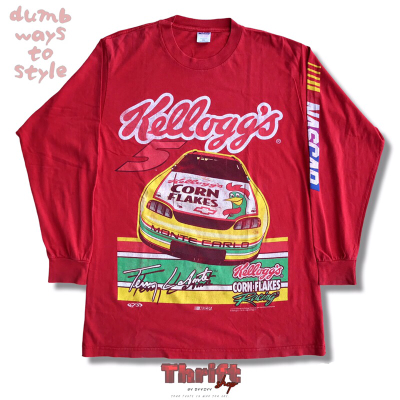 Vintage 1999 Nascar Kellogg's #5 Terry Labonte Murina Monte Carlo Corn Flakes Racing Tees tshirt pre