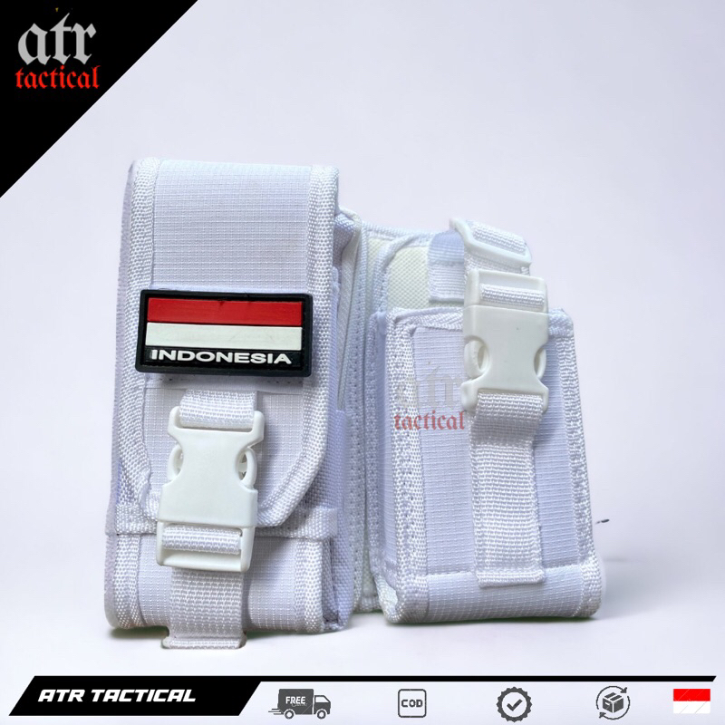 sarung hp pinggang tempat ht putih paket sarung hp + ht