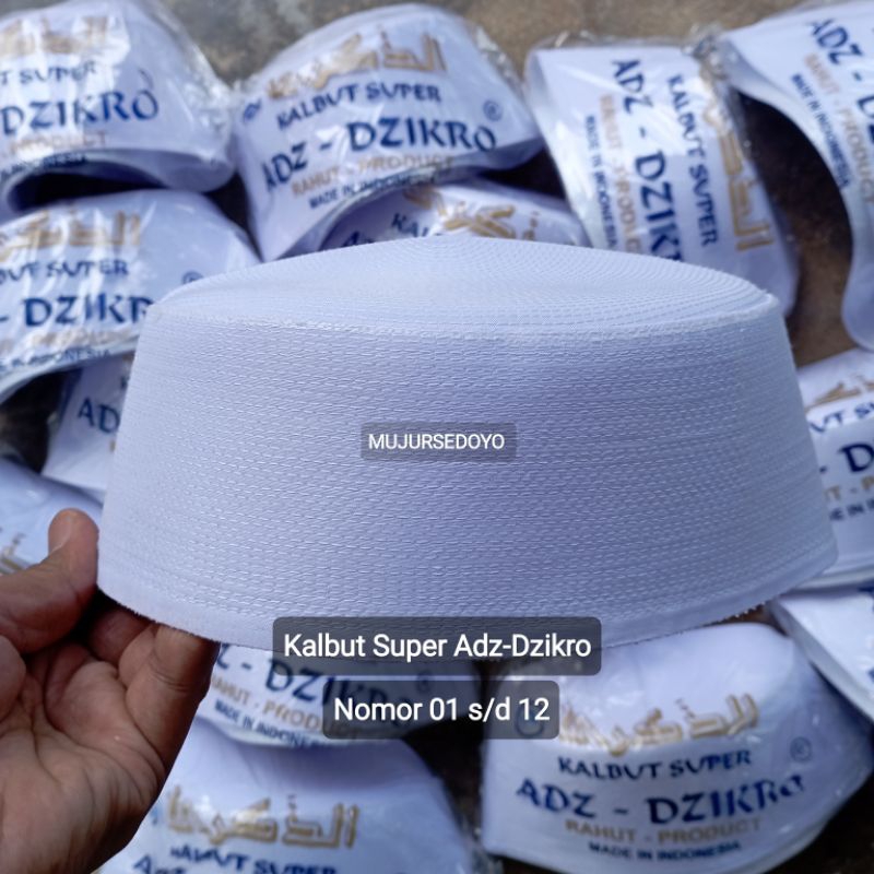 Peci Kalbut Adz Dzikro Adzikro Adz-Dzikro Kopiah Big Size Batok Songkok Putih Haji Ukuran Jumbo