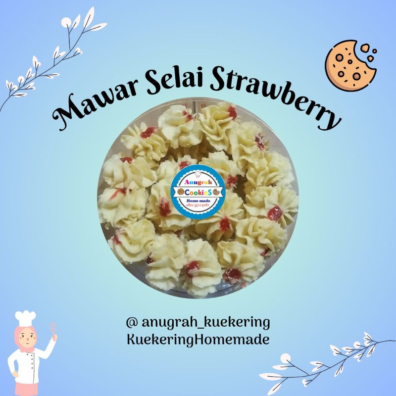 

Kue Kering Mawar Selai Strawberry KEMASAN TOPLES UKURAN 250 gr