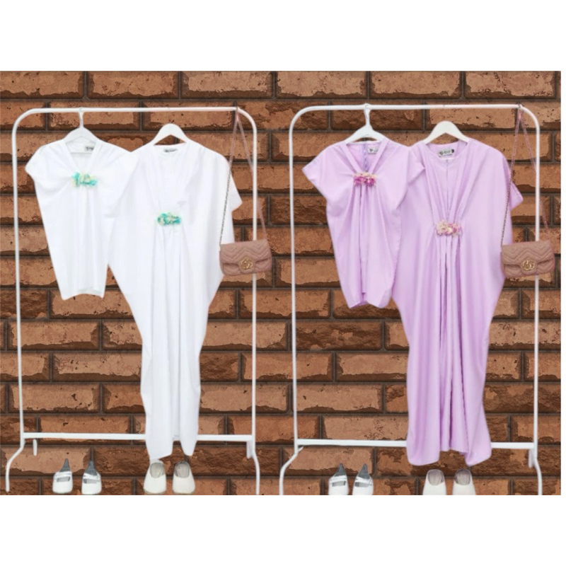 Couple gamis kaftan silk ibu anak