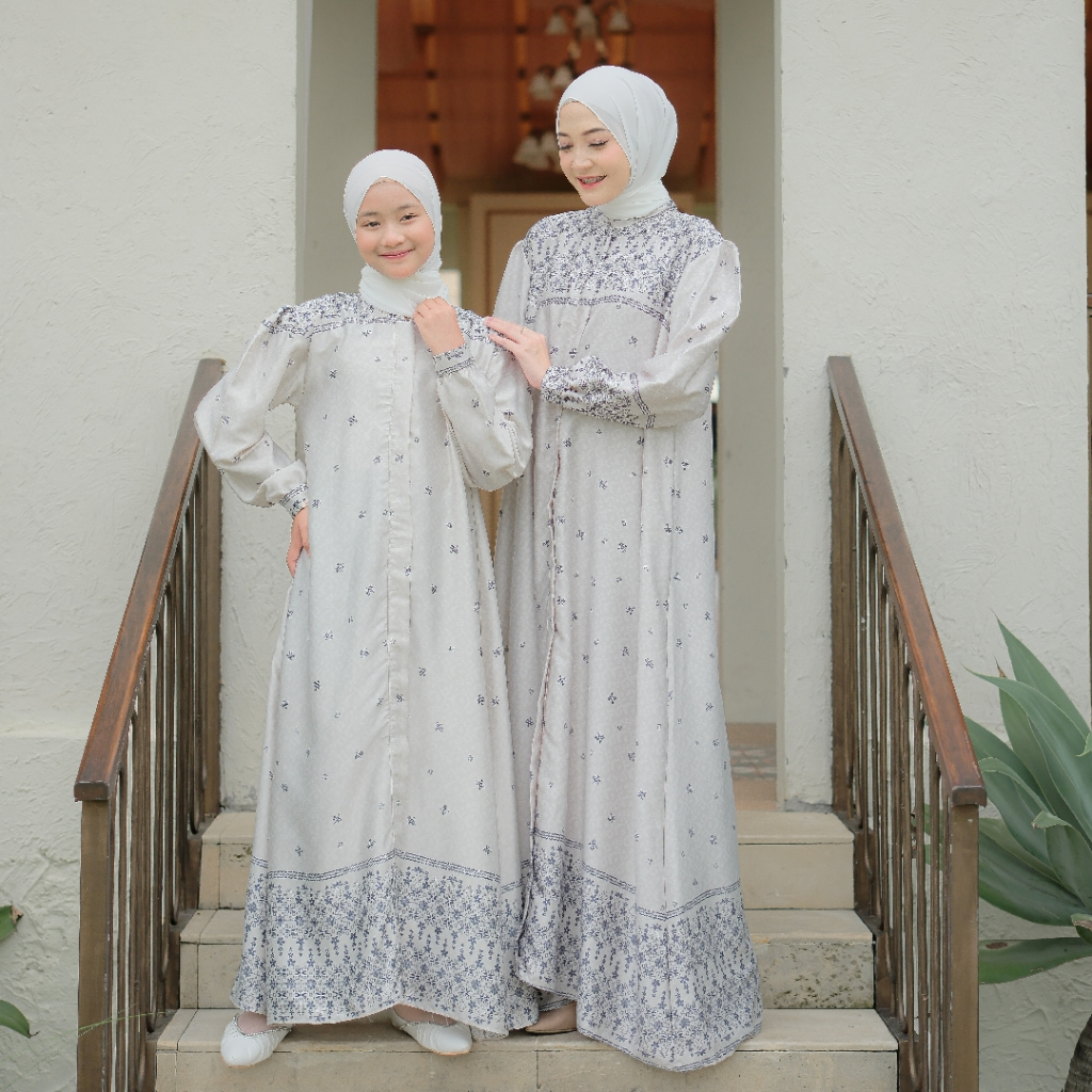 Baju By Lora - Gamis Couple Keluarga HAGYA IVORY WHITE | Set Gamis Koko Terbaru Lebaran 2026