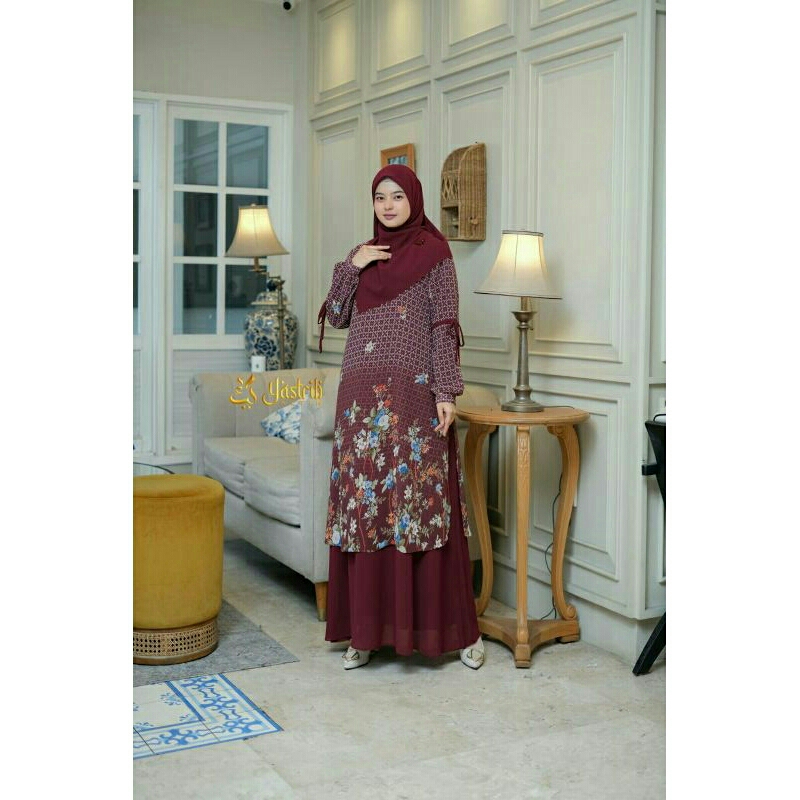 Annora Dress Set Hijab 2 In 1 Gamis Kekinian Wudhu Friendly