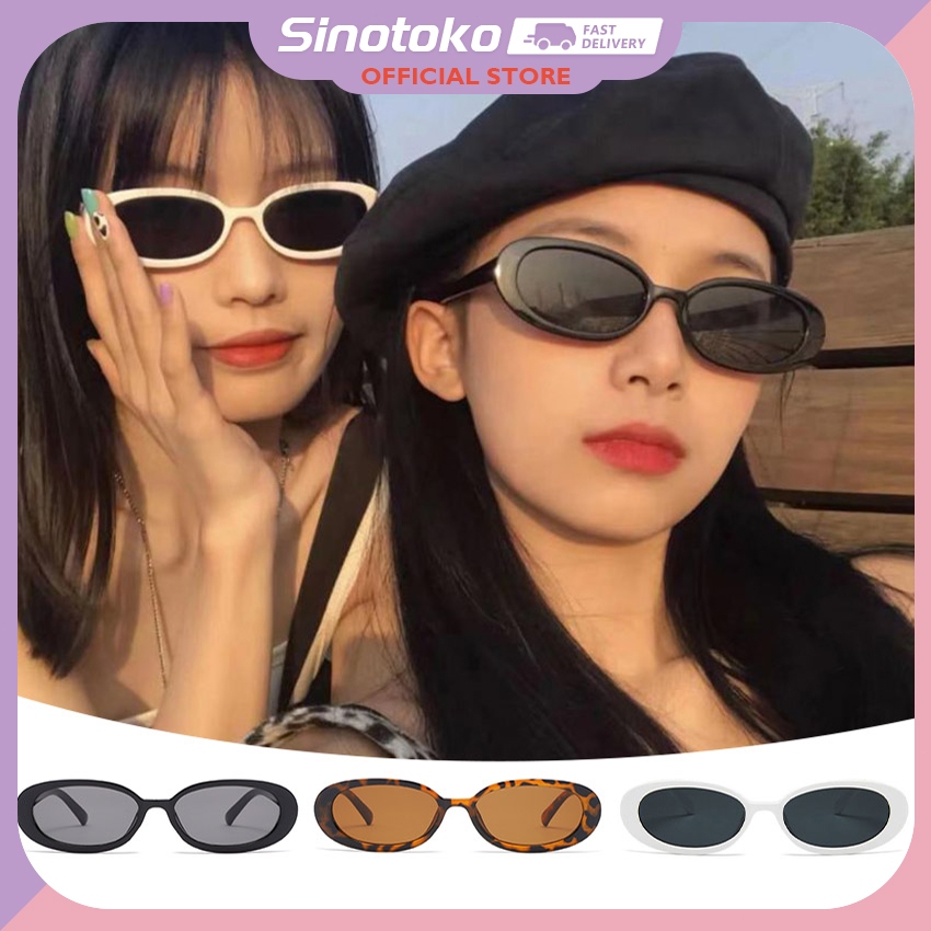 Kacamata Hitam Bingkai Oval Kecil / Kacamata Hitam Bingkai Oval Kecil Retro Eropa / Aksesoris Kacama