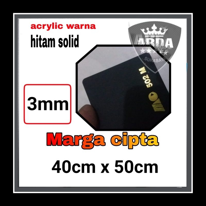 

akrilik 3mm hitam solid 40 x 50 akrilik lembaran marga cipta hitam glossy acrylic black ready stok