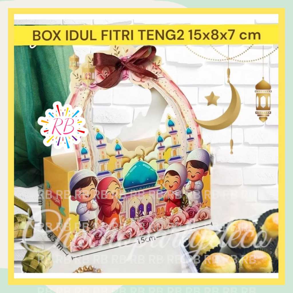 

BOX IDUL FITRI 1 TOPLES PERSEGI / Kotak Kue Lebaran / Parcel Idul Fitri / Hampers Lebaran ukuran 15x7x8 cm