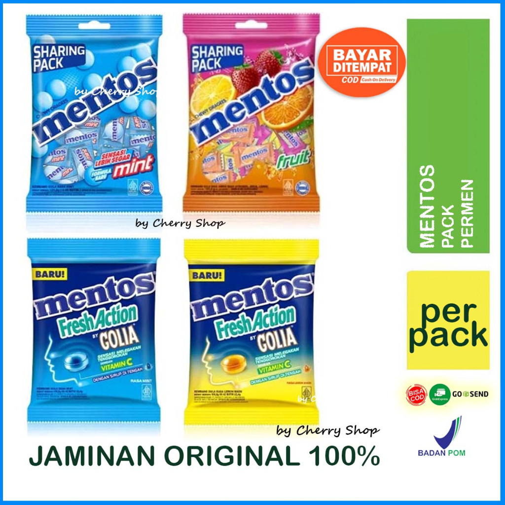 

[PER PACK] Permen Mentos Mint | Buah | Golia Isi 50 Butir By Cherry Shop