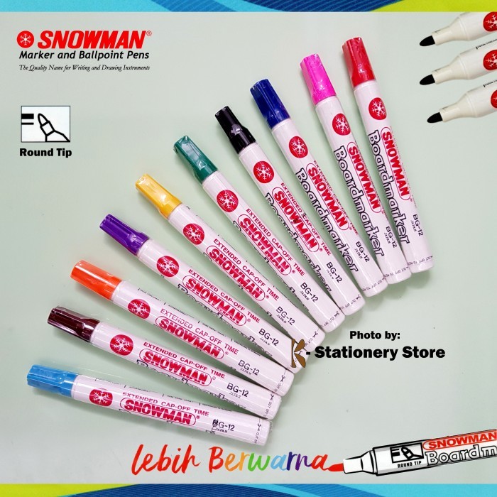 

Snowman Spidol White Board Marker BG 12 (PCS) / SPIDOL PAPAN TULIS