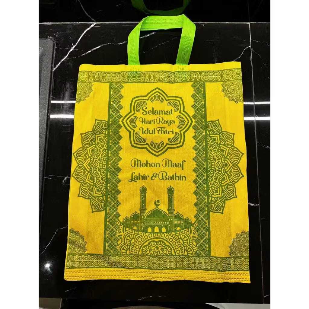 

Goodie Bag Lebaran Laminasi Lebaran Idul Fitri Standing Box Handle/ Tas Kain Tali Sembako