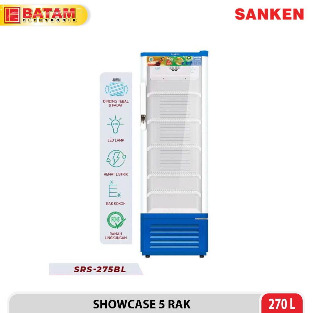 Sanken Showcase 5 Rak 270 Liter - SRS-275