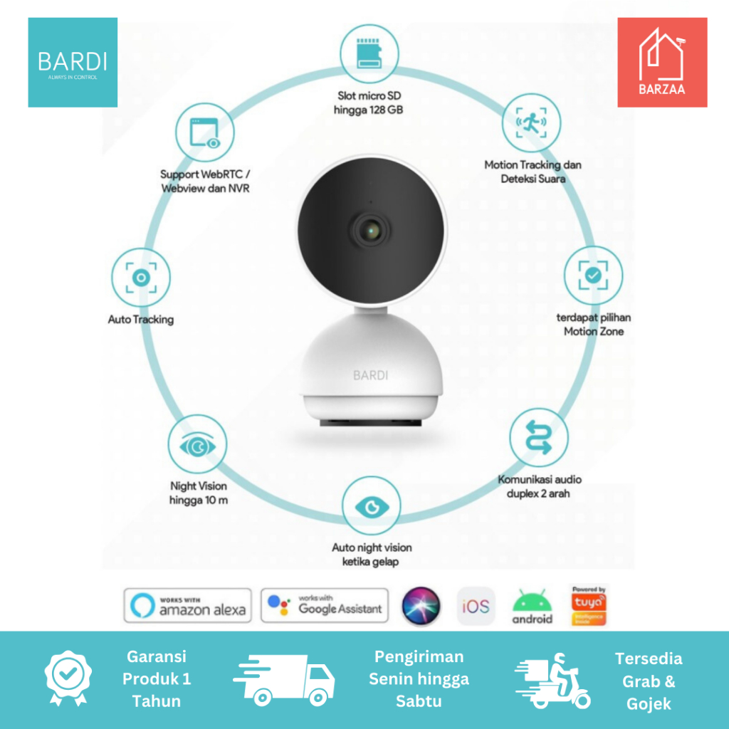 CCTV BARDI IP Camera Indoor PTZ (Lite Version) | Kamera Pengawas Kecil | CCTV Dekorasi | CCTV Sambun