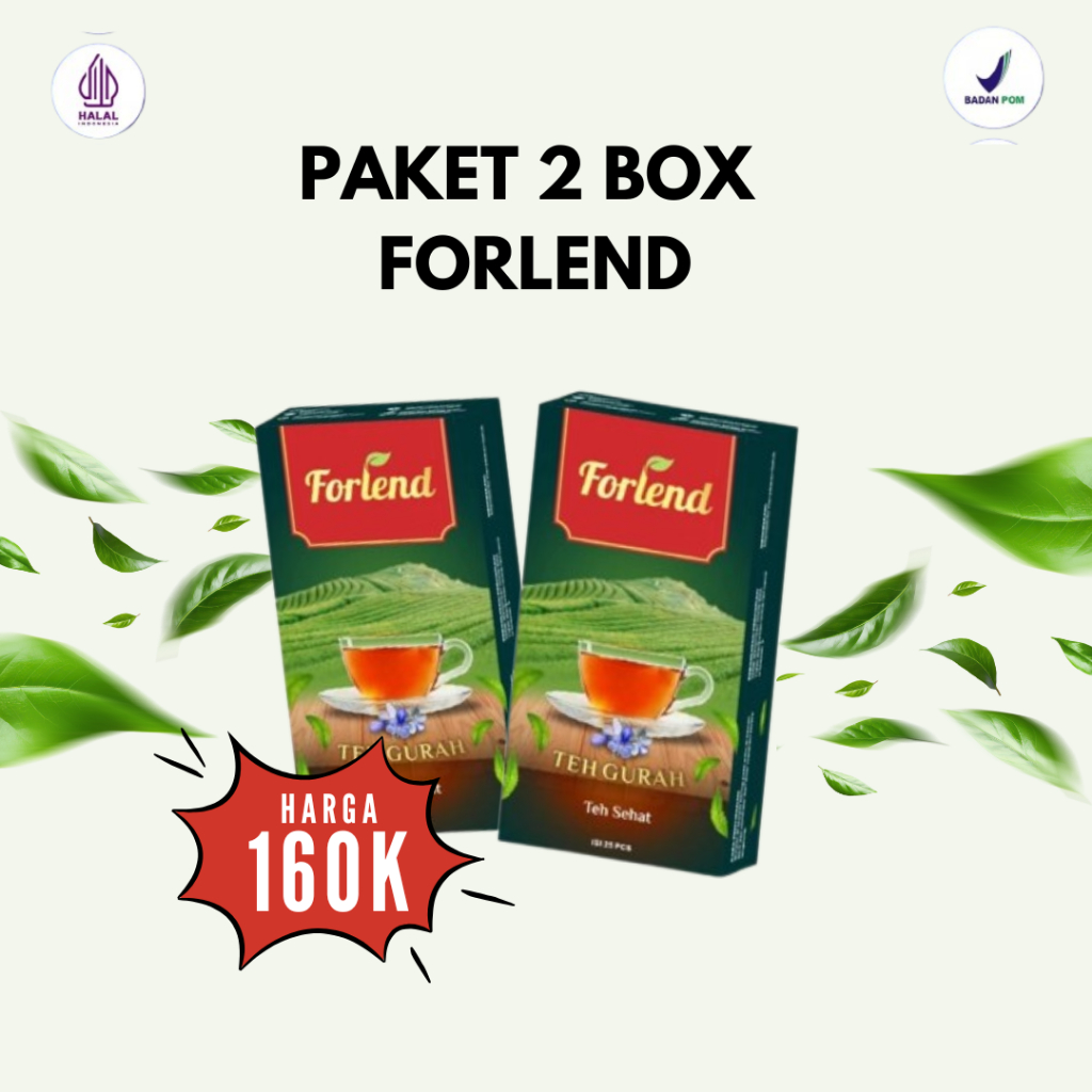 

Paket 2 Box Forlend Teh Guru Ah Sehat - Solusi Batuk Berdahak - Sinuitis dan lendir dengan campuran Srigunggu Terdaftar BPOM halal B Medan