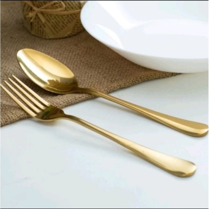 Sendok Makan Gold Set Garpu Makan Gold Hotel Stainless Steel Emas  Sendok Garpu Gold