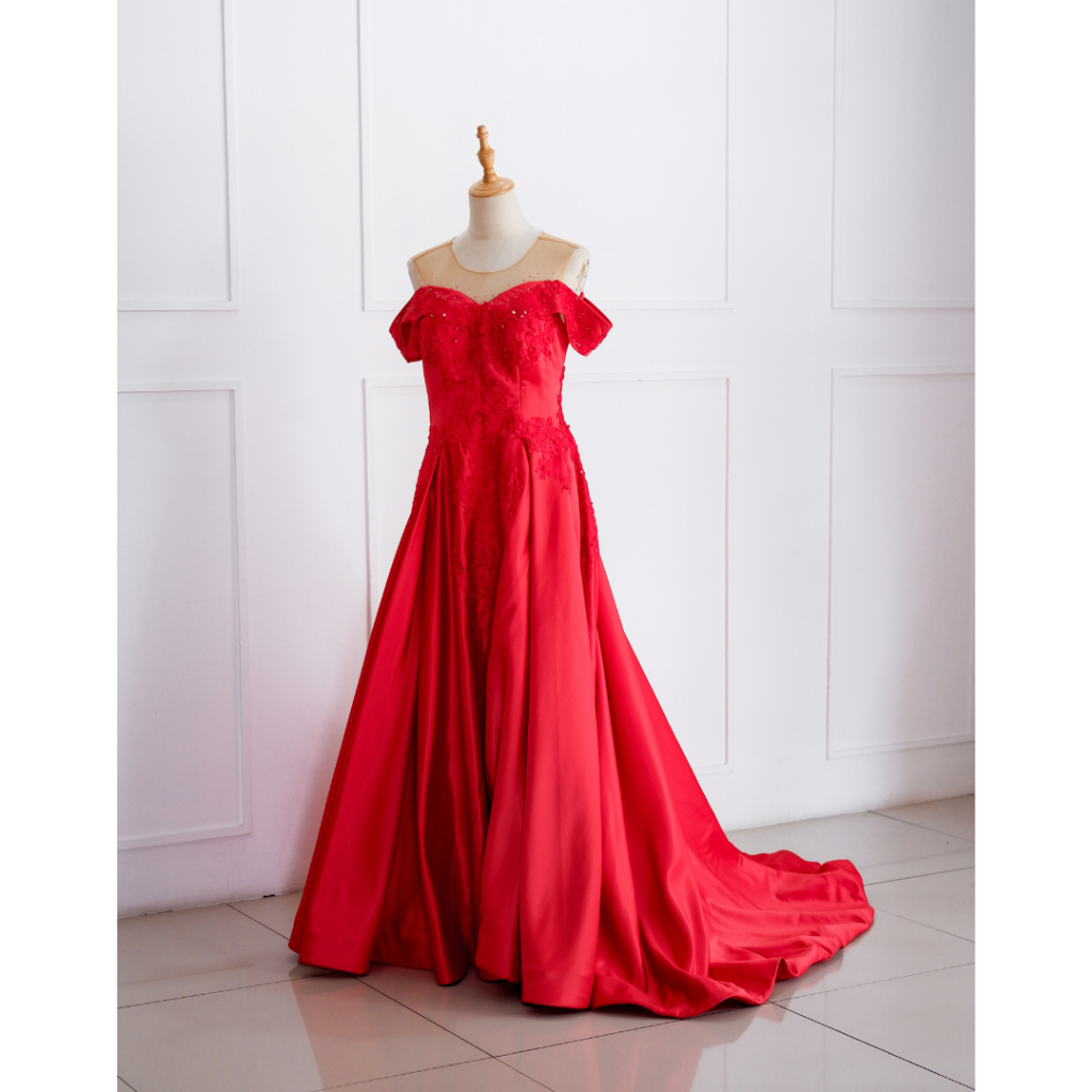 Red Cherry Long Dress Mewah Second Preloved
