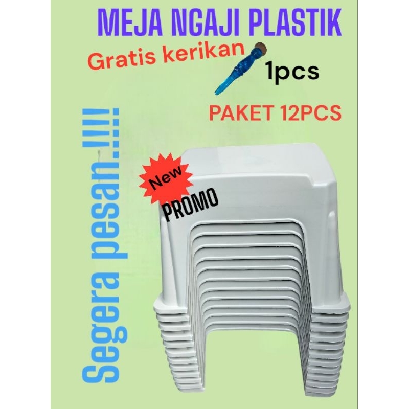 MEJA PLASTIK NGAJI/LEKAR REKAL AL QURAN /UNTUK BELAJAR HTC 12PCS