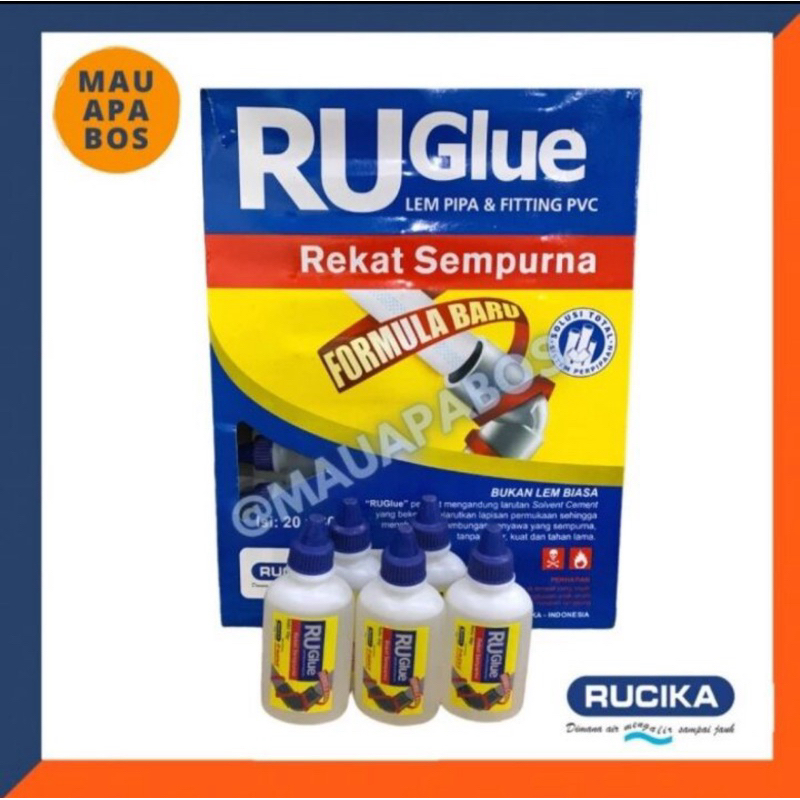 Lem PVC botol Rucika Ruglue 60gr / Lem pipa paralon pvc ruglue rucika