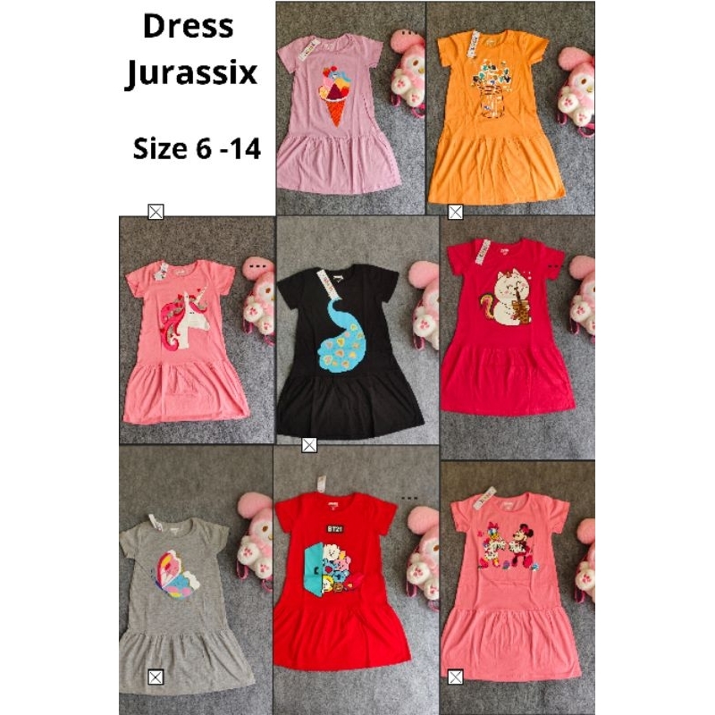 Dress Anak Perempuan Jurasix 3-8 Tahun