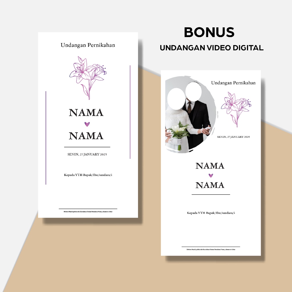 Undangan Pernikahan Elegan Mewah Simpel Minimalis Kekinia - Undangan Nikah