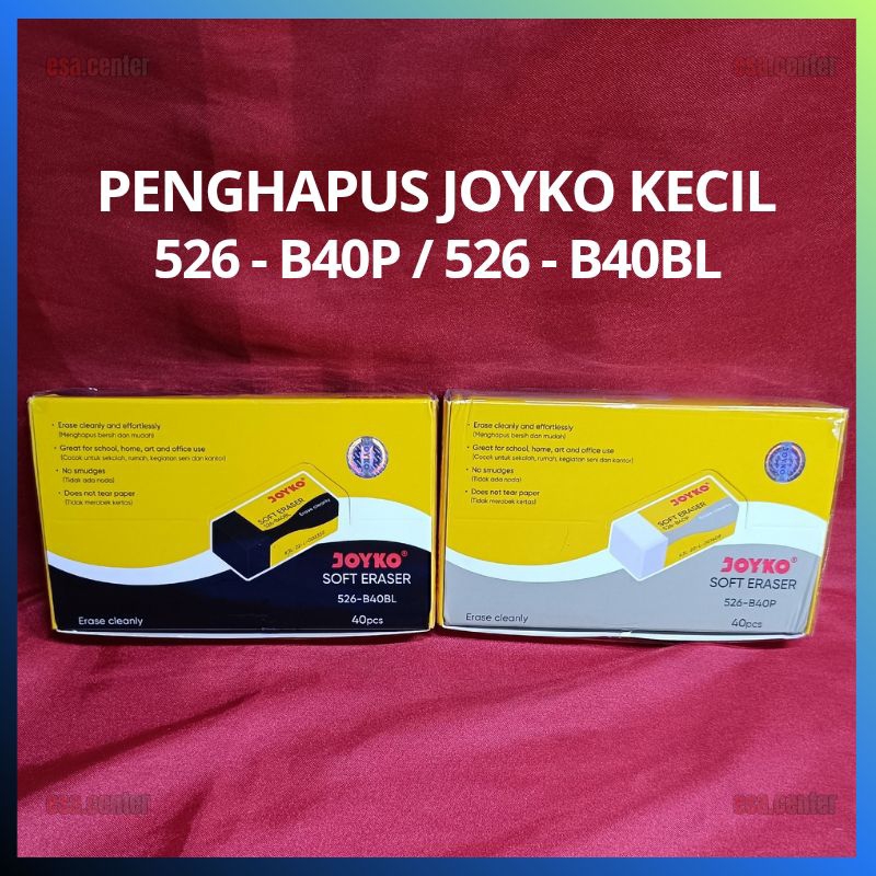 

1Pcs Penghapus Hapusan Pensil Kecil Joyko B40BL Hitam / Eraser Soft Joyko B40P Putih (Kecil)